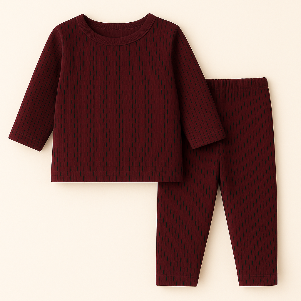 Kids Polyester Tracksuit Stripes Maroon (1-2 Years)