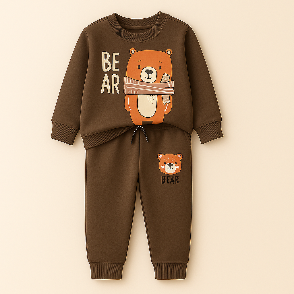 MINI CHARM KIDS FLEECE TRACKSUIT BEAR BROWN 7-8Y