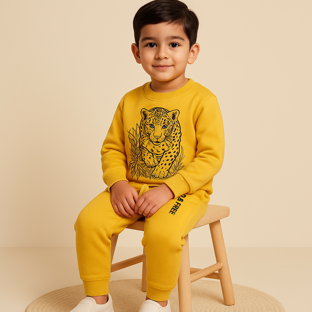 MINI CHARM KIDS FLEECE TRACKSUIT TIGER YELLOW 9-10Y