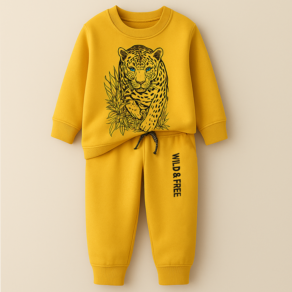 MINI CHARM KIDS FLEECE TRACKSUIT TIGER YELLOW 9-10Y