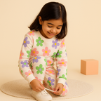 MINI CHARM KIDS FLEECE TRACKSUIT  FLOWERS OFF WHITE  9-10Y