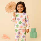 MINI CHARM KIDS FLEECE TRACKSUIT  FLOWERS OFF WHITE  9-10Y