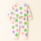 MINI CHARM KIDS FLEECE TRACKSUIT  FLOWERS OFF WHITE  9-10Y
