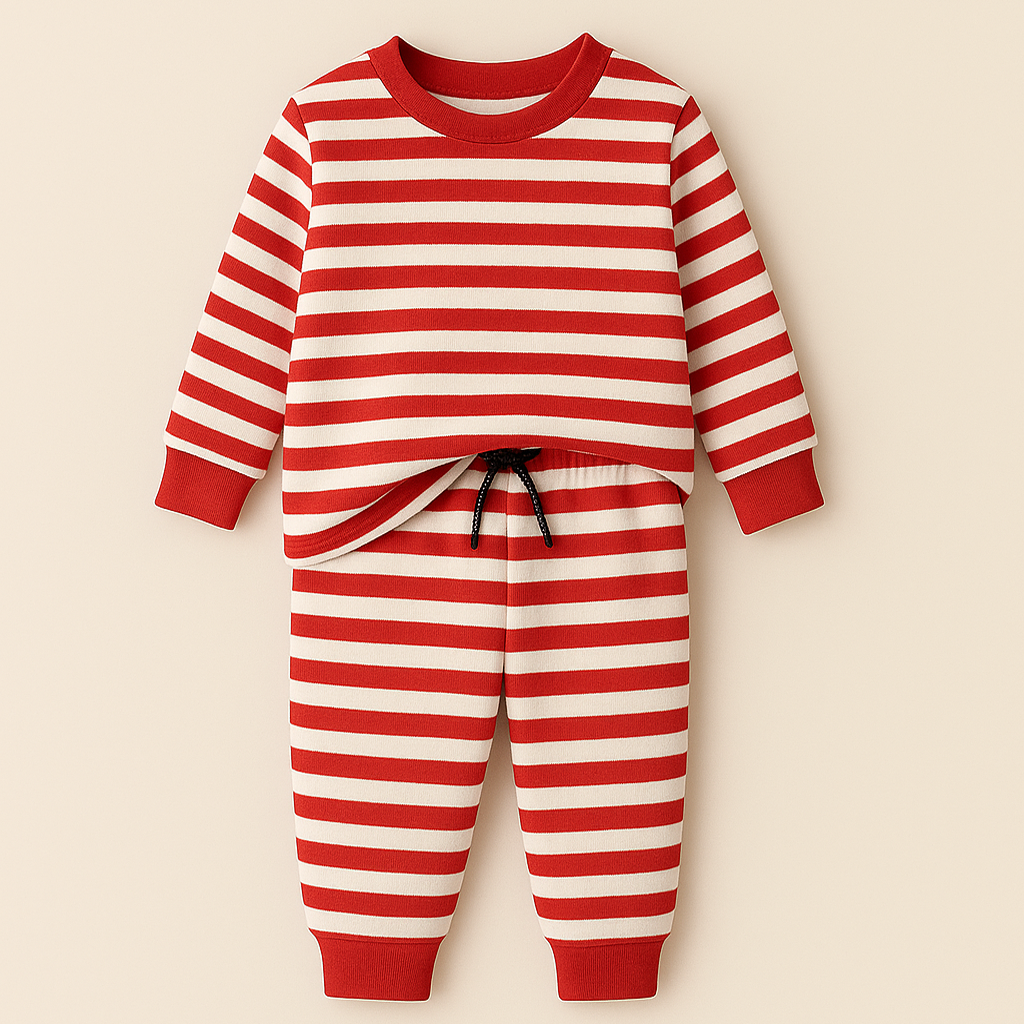 Kids Printed Fleece Tracksuit Red (1-2 Years)