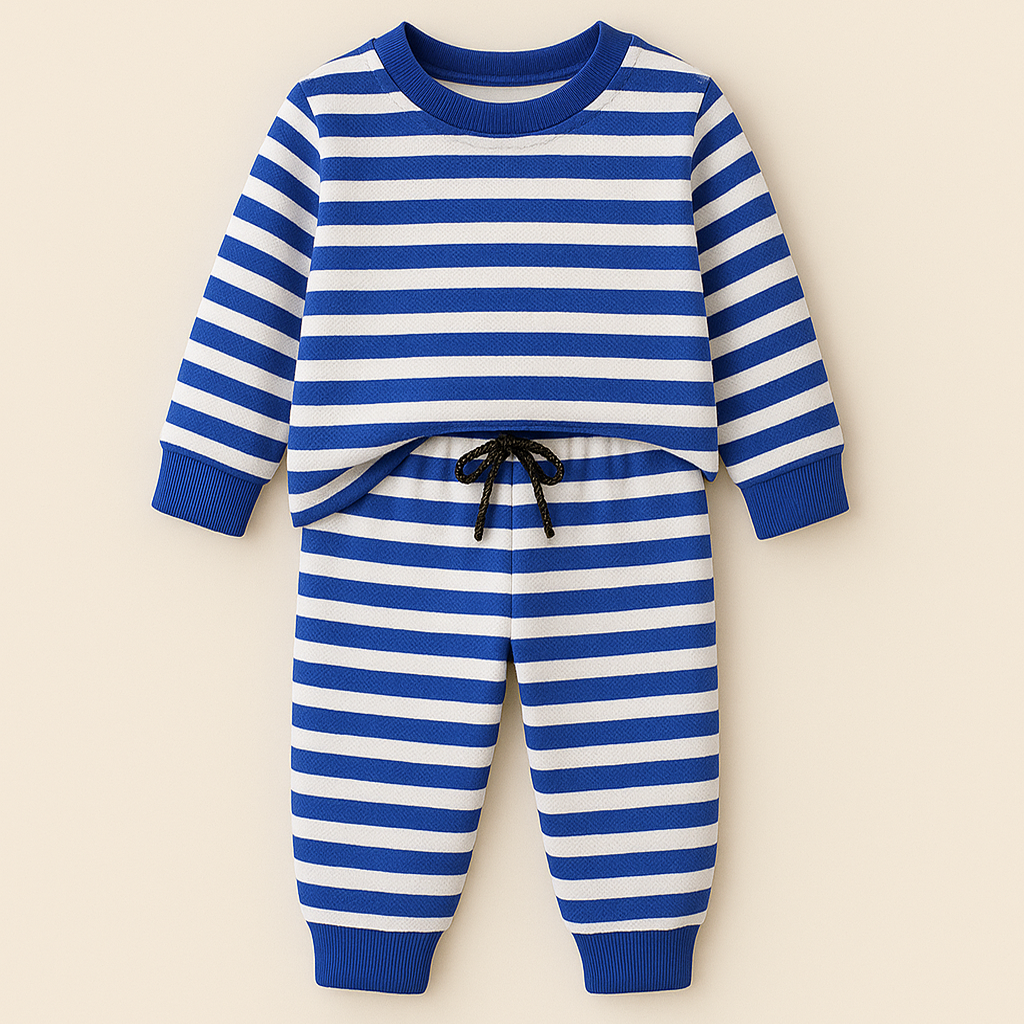 Kids Printed Fleece Tracksuit Royal Blue (1-2 Years)