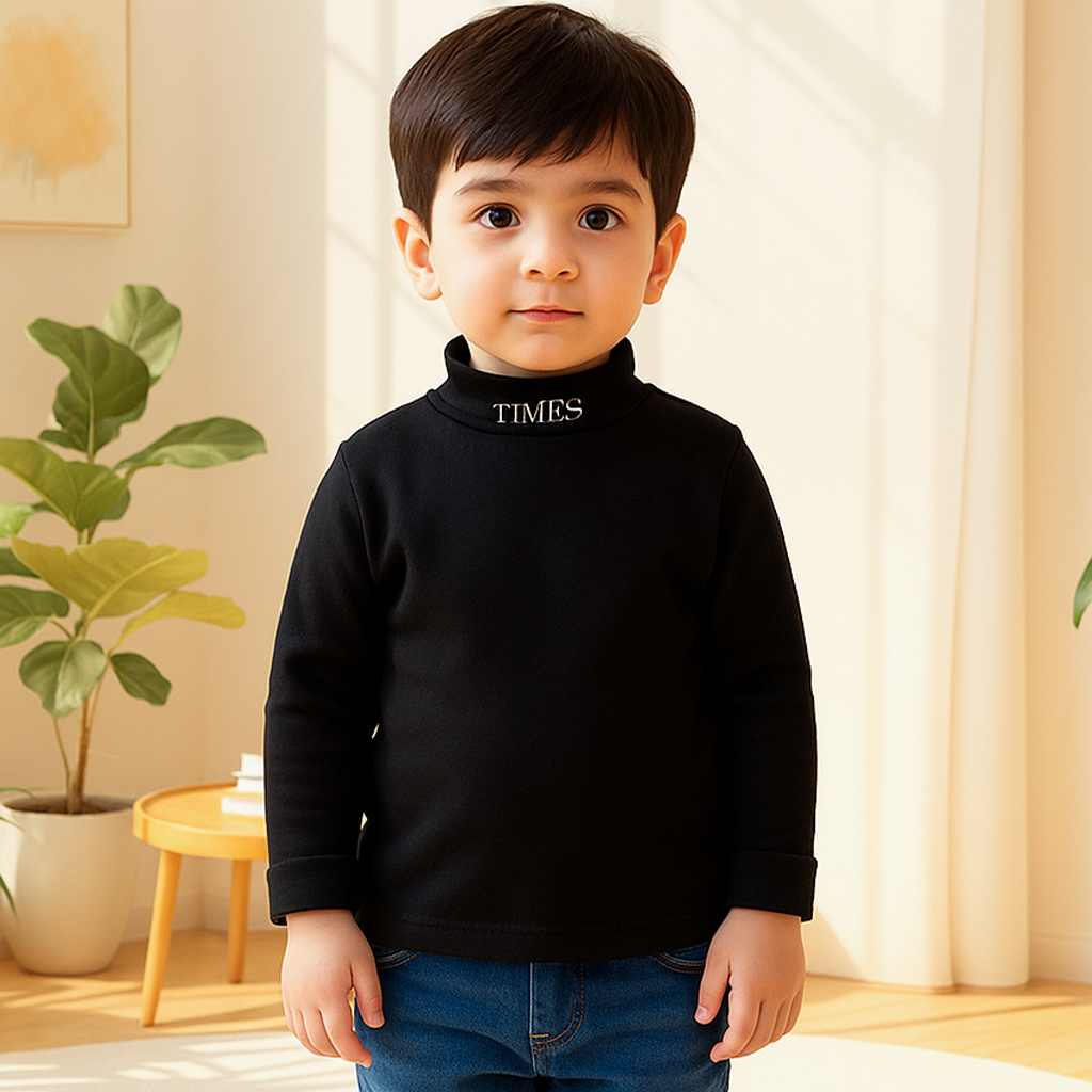 Kids Premium Mock Neck Black - Sunshine