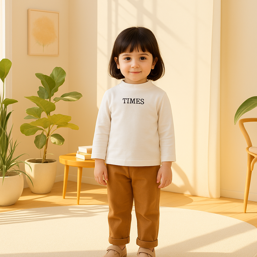 Kids Premium Mock Neck White - Sunshine