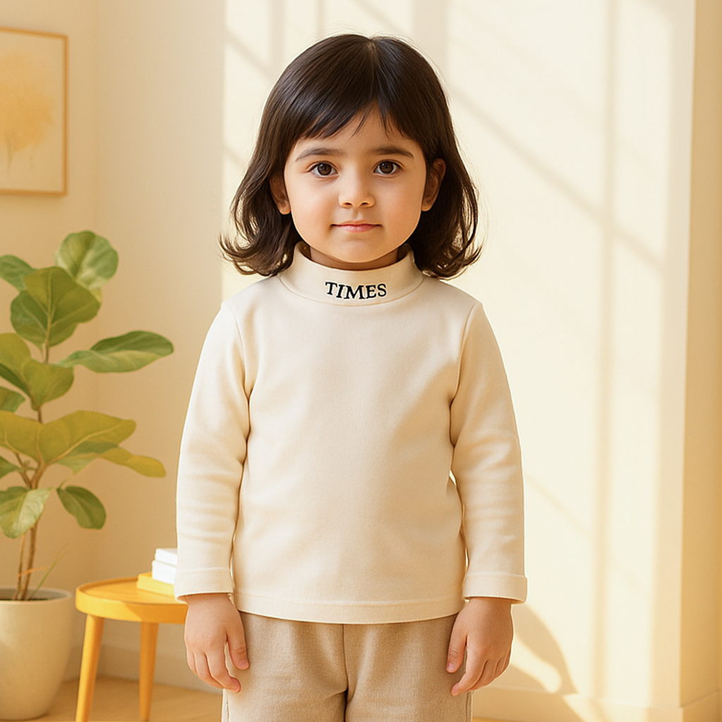 Kids Premium Mock Neck Beige - Sunshine
