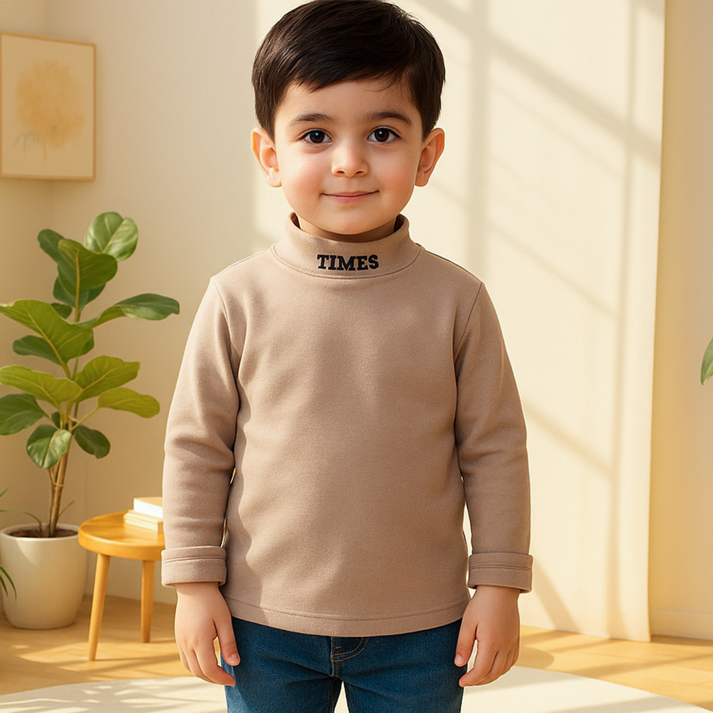 Kids Premium Mock Neck Brown - Sunshine